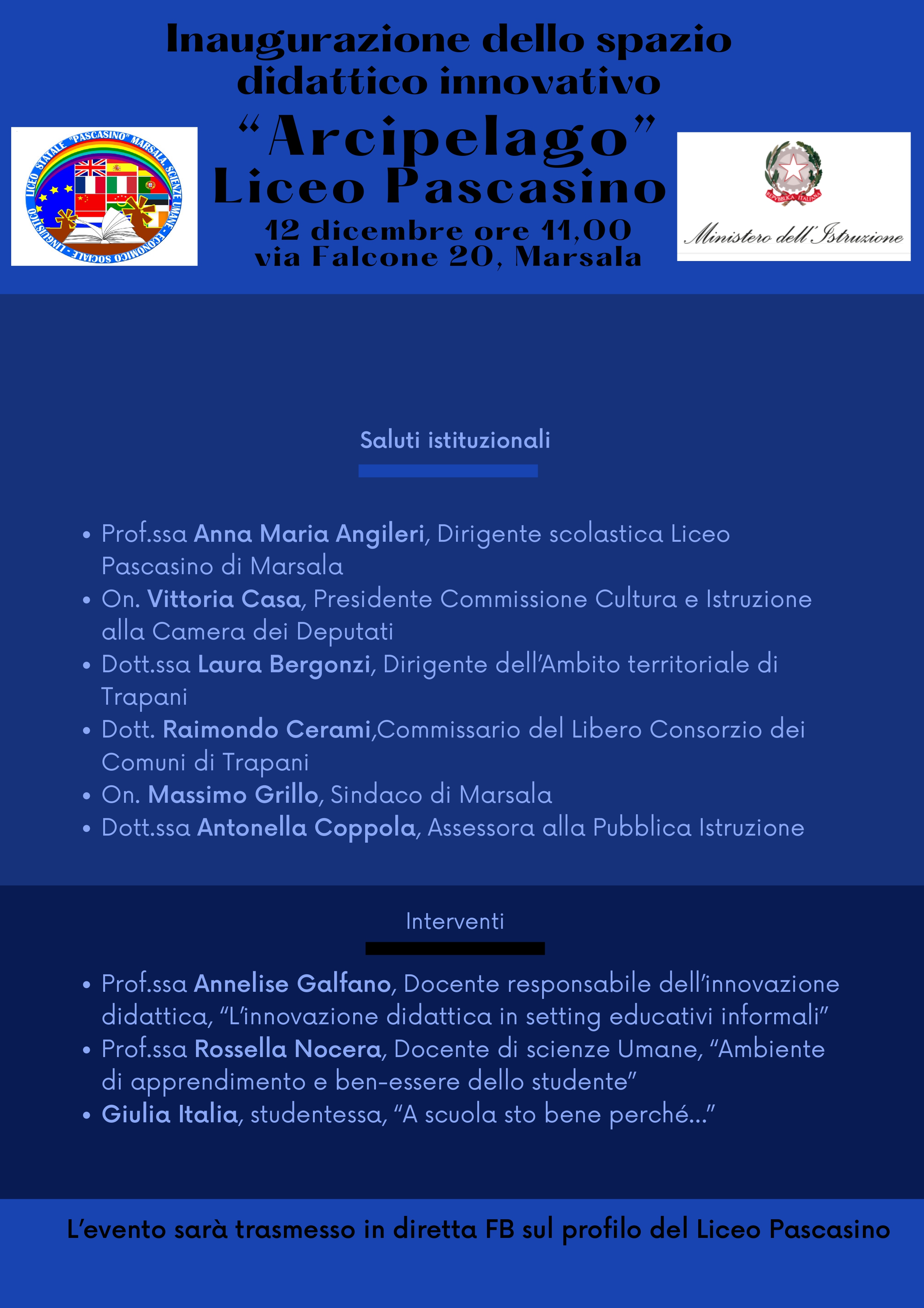 Inaugurazione dello spazio didattico innovativo Arcipelago Liceo Pascasino 12 dicembre ore 1100 Via Falcone 20 Marsala 5 page 0001